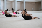 Gymnasts Aryaa Nitesh Kadam and Kimaya Karle during training