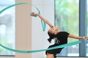 Valeria Medvedeva during an exercise with a ribbon