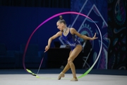 Eva Kononova during an exercise with ribbon