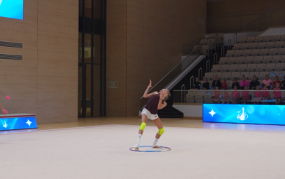 Alina Kabaeva works with Yana Zaikina on a dance sequence