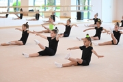 Gymnasts from Belgorod during training in the choreography hall