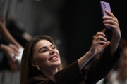 September 19, 2026. Olympic champion Alina Kabaeva with fans at the third stage of the Cup of the Strongest in St. Petersburg
