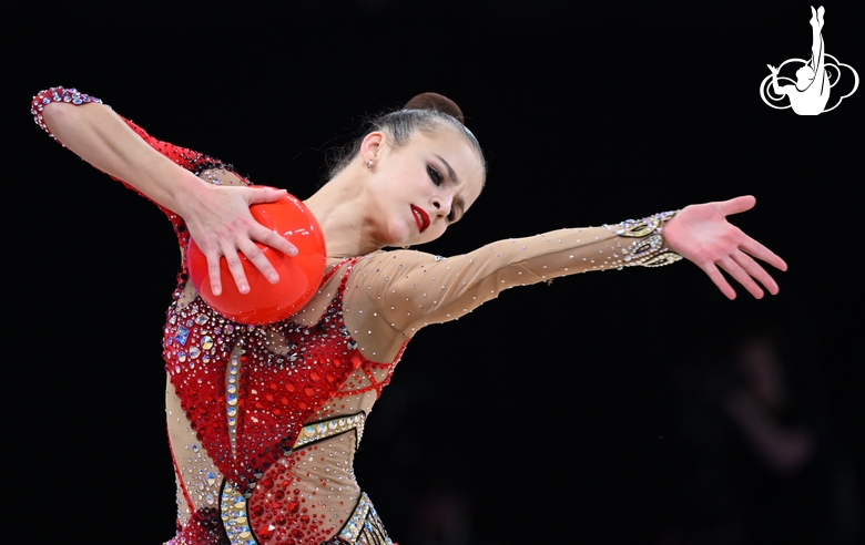 Daria Verenich during an exercise with a ball