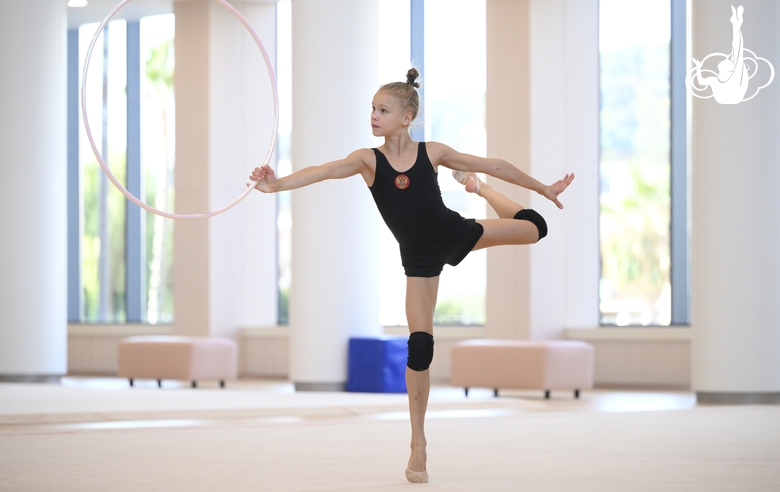 Kristina Voitenko during an exercise with the hoop