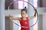 A gymnast during the hoop exercise