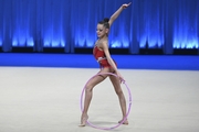 Uliana Ianus during an exercise with a hoop