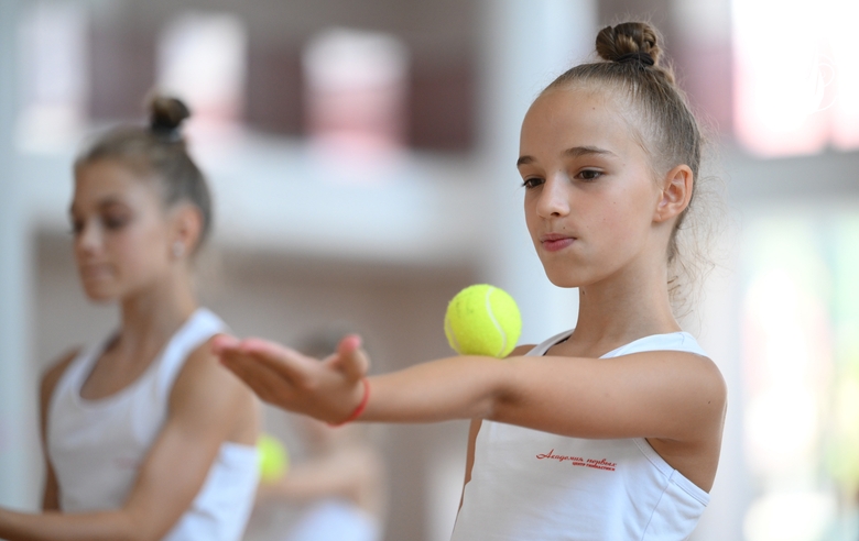 A gymnast during the training session