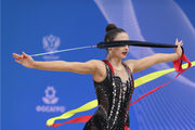 Milena Asriyan during an exercise with a ribbon