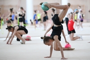 Gymnast from the Amur Tiger society  during an exercise with a ball