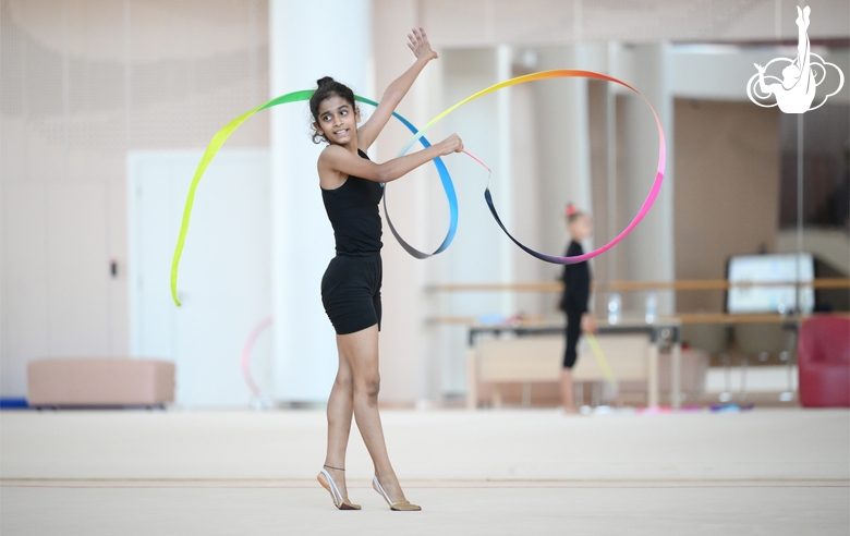 Gymnast Avani Nitesh Kadam during training
