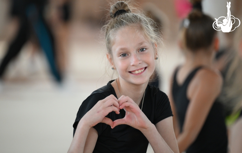 A gymnast during practice at the training camp in the Academy