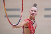 Gymnast during an exercise with a hoop