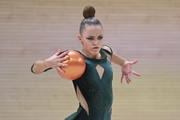 Gymnast during an exercise with a ball