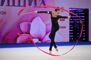Mariia Borisova during an exercise with a ribbon