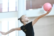 Kristina Voitenko in during an exercise with a ball