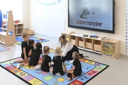 Young gymnasts during a class in the Academy classroom