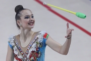 Anna Kamenshchikova (Belarus) during an exercise with clubs