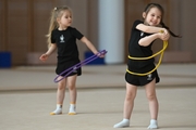 Young gymnasts during the workout