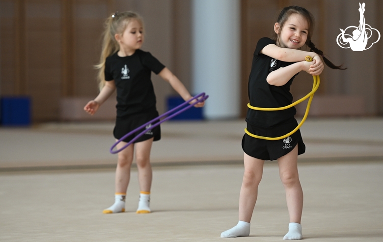 Young gymnasts during the workout