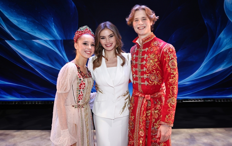 October 30, 2026. Gymnast Mariia Borisova, Olympic champion Alina Kabaeva, and first soloist of the Bolshoi Theatre Daniil Potaptsev after the Alina festival
