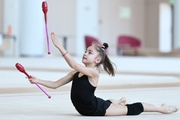 Ksenia Savinova during an exercise with clubs