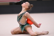 Kristina Voitenko during an exercise with a ball at a control training session