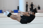 Gymnasts Kimaya Karle, Aryaa and Avani Nitesh Kadam during training at the Academy