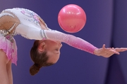 Diana Solosina during an exercise with a ball during a control training session