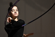 Anna Vakulenko during an exercise with a hoop