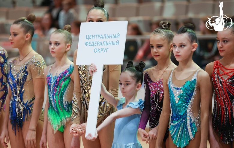 Gymnasts during the opening ceremony of the all-Russian Sky Grace Cup  competition