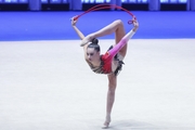 Alina Harnasko during an exercise with a jump rope