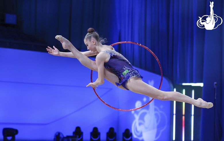 Diana Chugunikhina during an exercise with a hoop