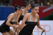 Gymnasts during the hoop exercise