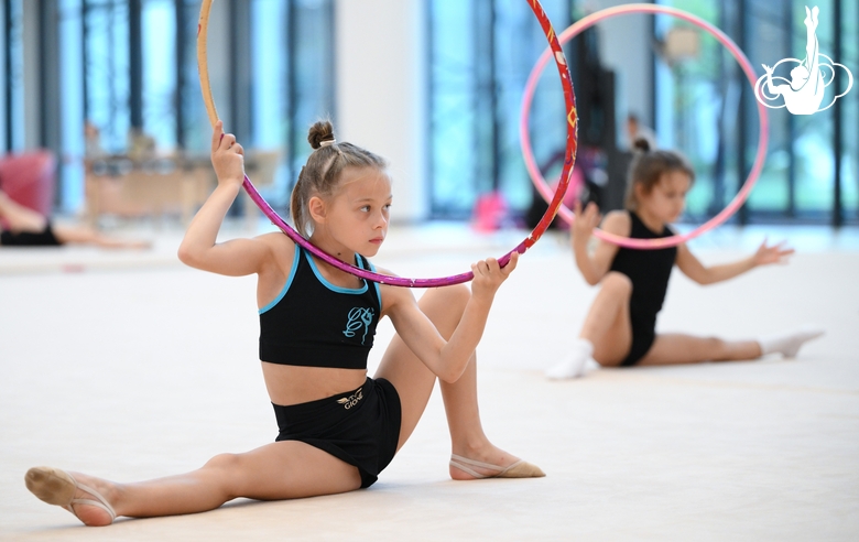 A gymnast during the training session