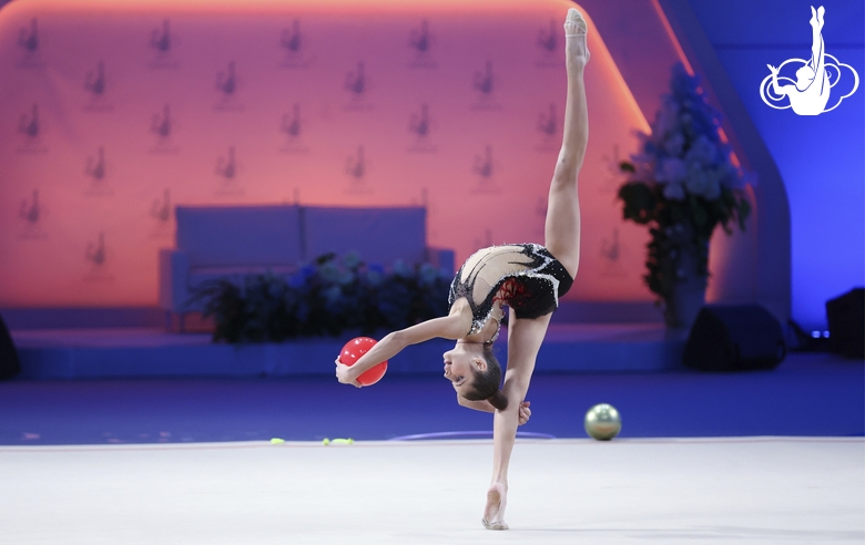 Karolina Tarasova during an exercise with a ball