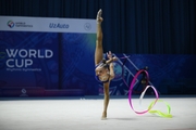 Eva Kononova during an exercise with ribbon