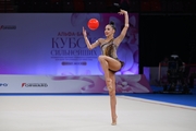 Mariia Borisova during an exercise with a ball