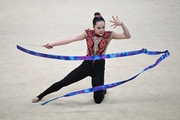 A gymnast during the ribbon exercise