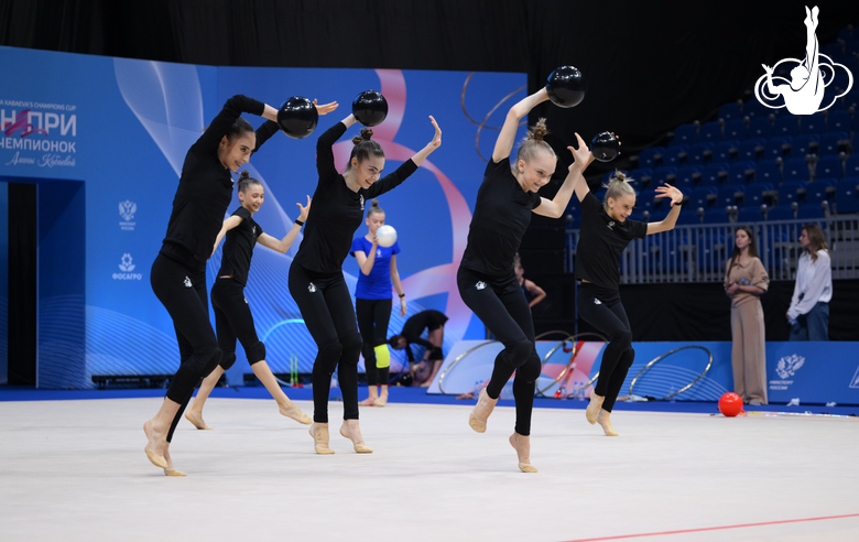 Academy group team during podium training