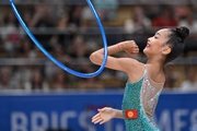 Asel Arapova during the hoop exercise