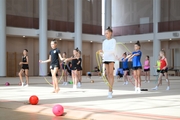 Gymnasts during practice at the training camp in the Academy