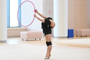 Mariia Borisova during an exercise with a hoop during preparation training for the BRICS Games