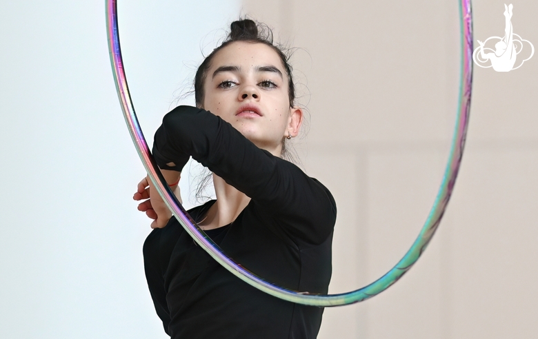 Anna Vakulenko during an exercise with a hoop