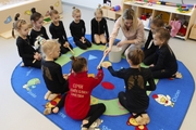 Young gymnasts in class