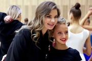 Olympic champion Alina Kabaeva with a gymnast at the Sky Grace Grand Prix tournament