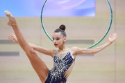 Gymnast during an exercise with a hoop