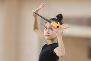 Valeria Medvedeva during an exercise with clubs