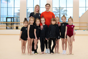 February 4, 2026. Olympic champion Alina Kabaeva and Academy coach Elizaveta Zorkina with gymnasts from the free early development groups