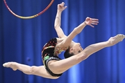 Mariia Borisova during an exercise with a hoop