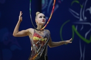 Maria Sokolova during an exercise with hoop